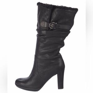 Henry Beguelin Black Leather Fur Lined High Heel Boots - Womens Size 38 / 8